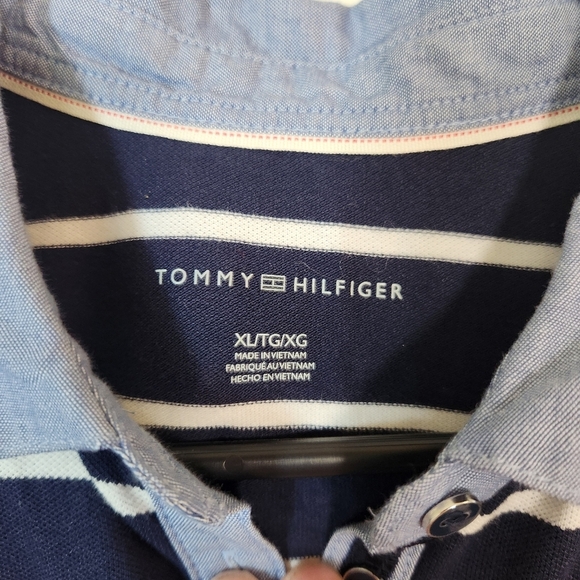 Tommy Hilfiger Blue Striped Layered Polo Size XL Anchor - Picture 8 of 16